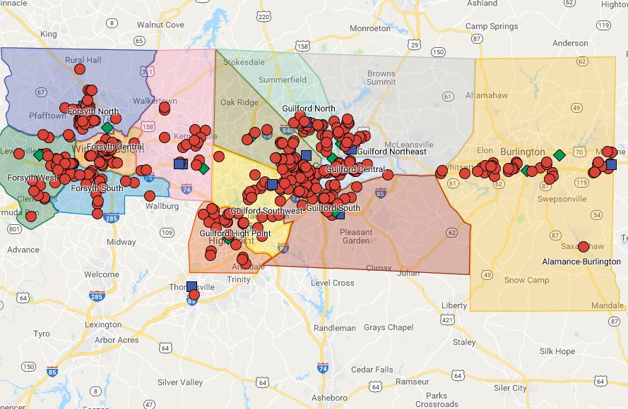 Greensboro Winston-Salem Map